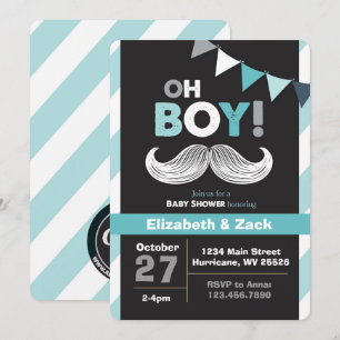 Invitation au Baby shower Little Man Mustache