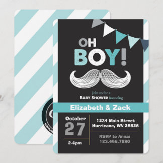 Invitation au Baby shower Little Man Mustache