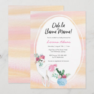 Invitation au Baby shower Llama Mama