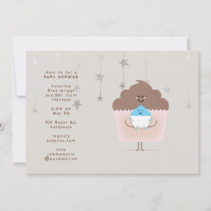 Invitation au Baby shower Maman et Baby Cupcake