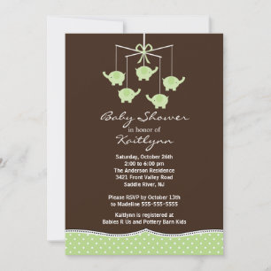 Invitation au Baby shower mobile Green Elephant