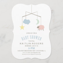 Invitation au Baby shower mobile Sleepy Crib