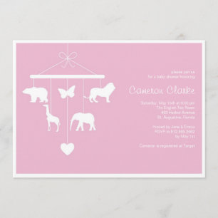 Invitation au Baby shower mobile Zoo
