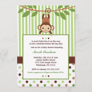 Invitation au Baby shower Mod Monkey