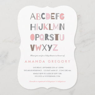 Invitation au Baby shower moderne Sweet ABC