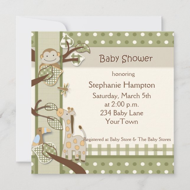 Invitation au Baby shower Monkey & Friends (Devant)