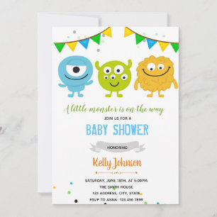 Invitation au baby shower Monster