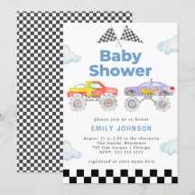 Invitation au Baby shower Monster Truck Boy