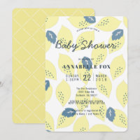 Invitation au Baby shower Motif citron et feuille