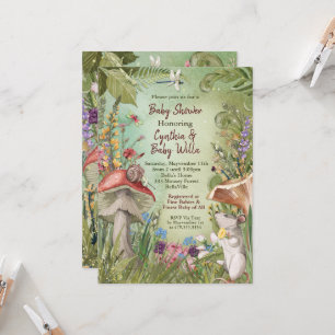 Invitation au Baby shower naturel des bois