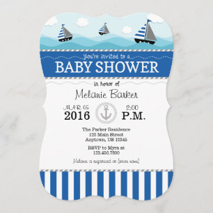 Invitation au Baby shower nautique bleu