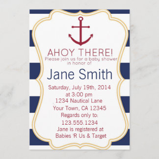 Invitation au Baby shower nautique bleu et blanc