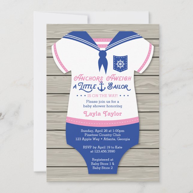 Invitation au Baby shower nautique, neutre sur le  (Devant)