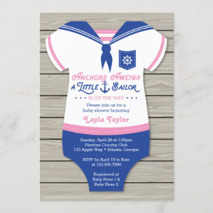 Invitation au Baby shower nautique, neutre sur le 