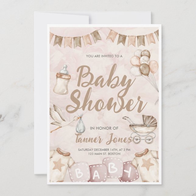 Invitation au Baby shower neutre (Devant)