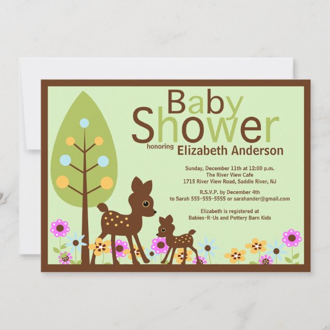 Invitation au Baby shower neutre de Baby Deer (Devant)