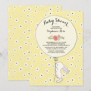 Invitation au Baby shower neutre de lapin précieux