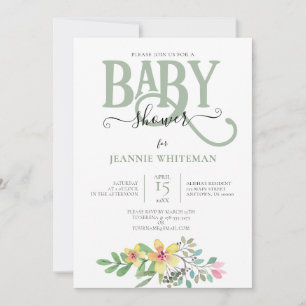 Invitation au BABY SHOWER NEUTRE Floral GENDER