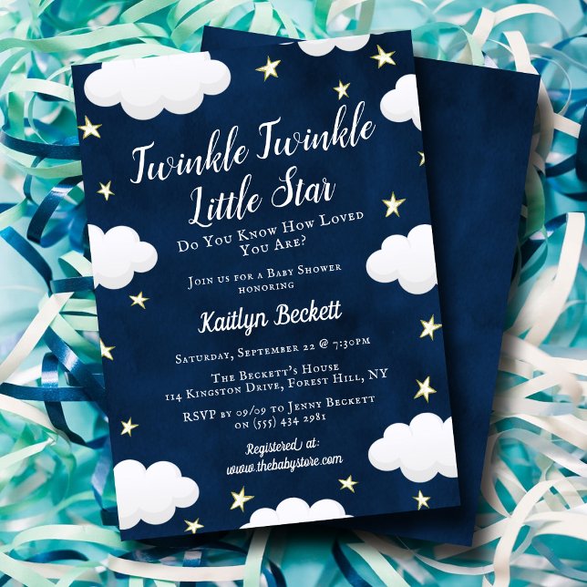 Invitation au Baby shower Neutre Little Star Twink (Créateur téléchargé)