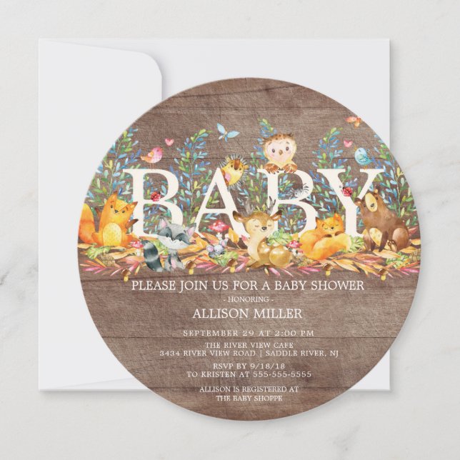 Invitation au Baby shower neutre pour les animaux  (Devant)