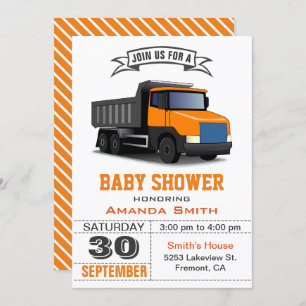 Invitation au Baby shower Orange Truck