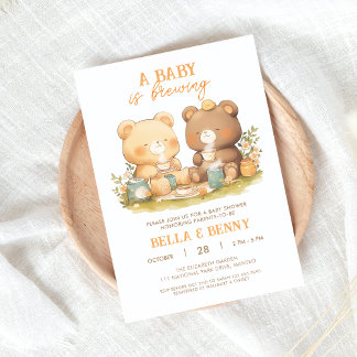 Invitation au Baby shower Ours neutre selon le sex