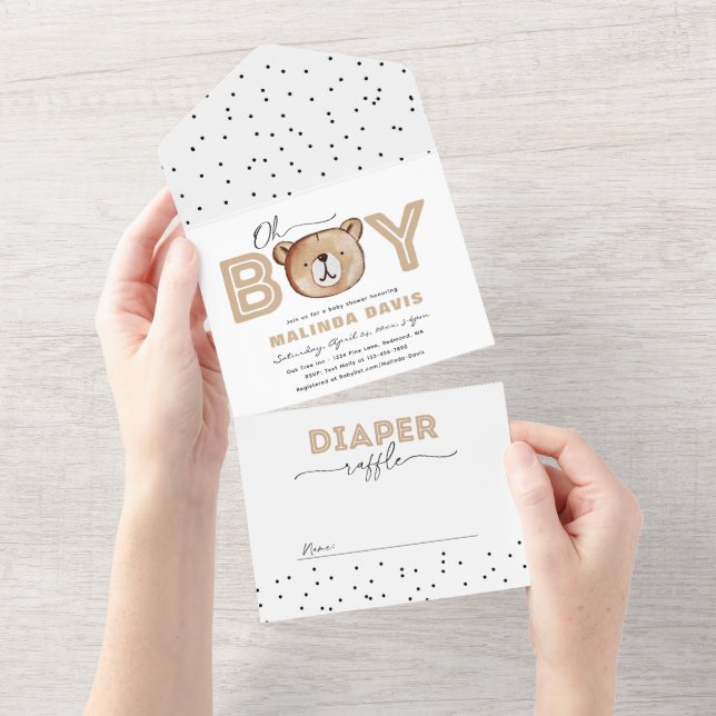 Invitation Au Baby shower Ours + Raffin De Benne E (Déchirure)