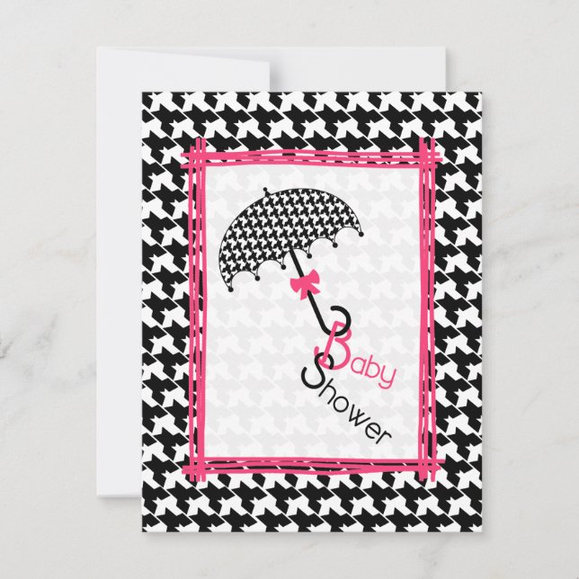 Invitation au Baby shower parapluie Houndstooth (Devant)
