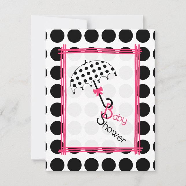 Invitation au Baby shower-parapluie Polka Dot (Devant)