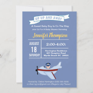 Invitation au Baby shower pilote et avion