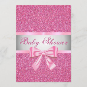 Invitation au Baby shower Pink Bow Parties scintil