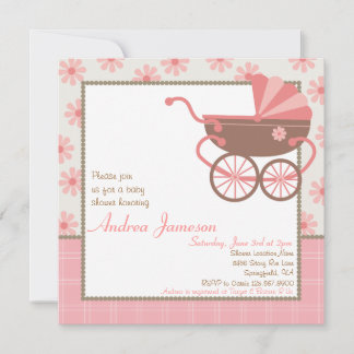 Invitation au Baby shower Pram