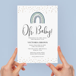 Invitation au Baby shower Rainbow Boy