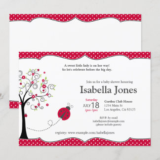 Invitation au Baby shower Red Ladybug - personnali