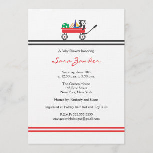 Invitation au Baby shower Red Wagon