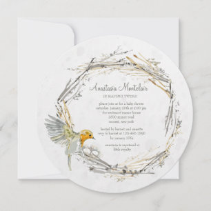 Invitation au Baby shower rond de Twin's Nest