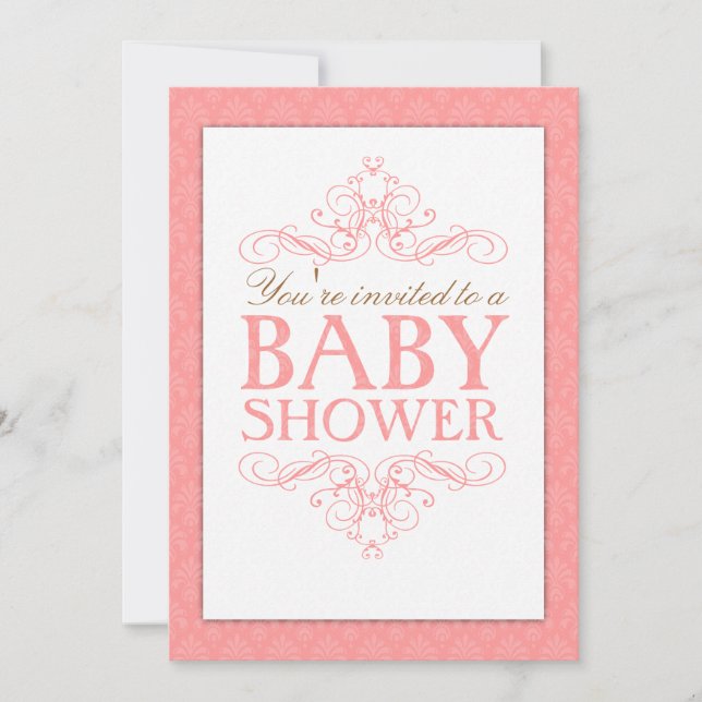 Invitation au Baby shower rose sucré (Devant)