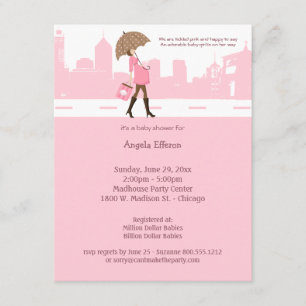 Invitation au Baby shower rose urbain
