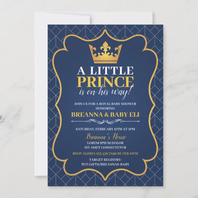 Invitation au Baby shower royal (Devant)