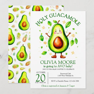 Invitation au Baby shower Saint-Guacamole Avocado