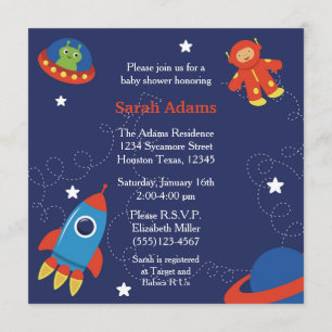 Invitation au Baby shower spatial