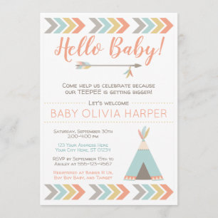 Invitation au Baby shower tribal   Saupoudrer Teep