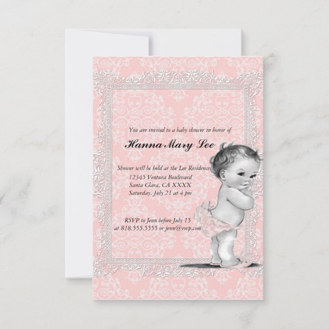 Invitation au Baby shower Vintage (Devant)