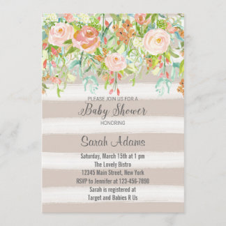 Invitation au Baby shower Vintage de rose Roses