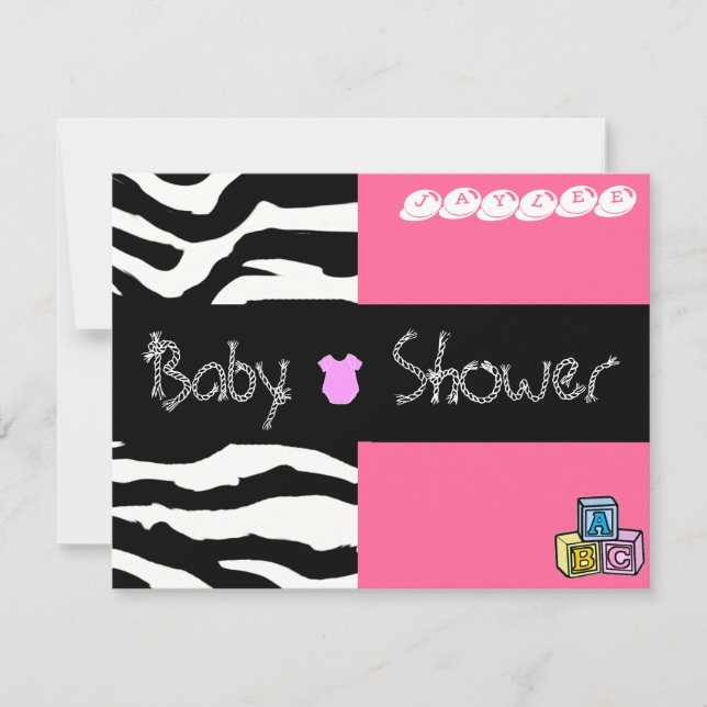 Invitation au Baby shower Zebra (Devant)