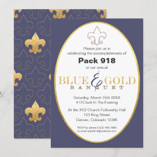 Invitation au banquet Elégant Blue & Gold