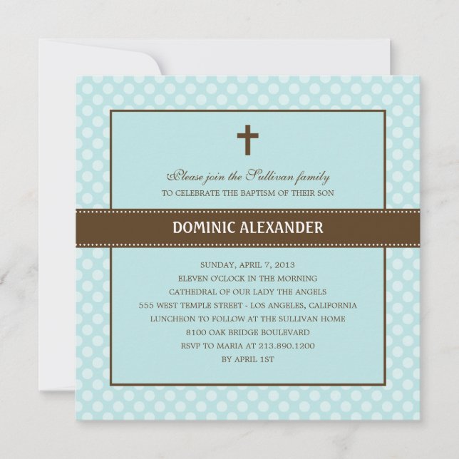 Invitation au baptême/baptême Pois (Devant)