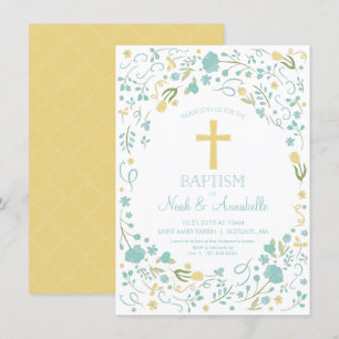 Invitation au baptême - Croix neutre entre les sex