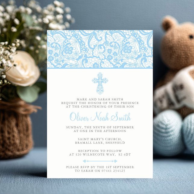 Invitation au baptême de bébé (Celebrate your little blessing 💙 Customize this elegant christening invitation for your baby boy.)