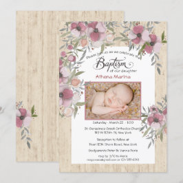 Invitation au baptême de bois Athena